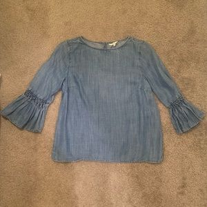 Crown & Ivy Soft Jean Long Sleeve Blouse